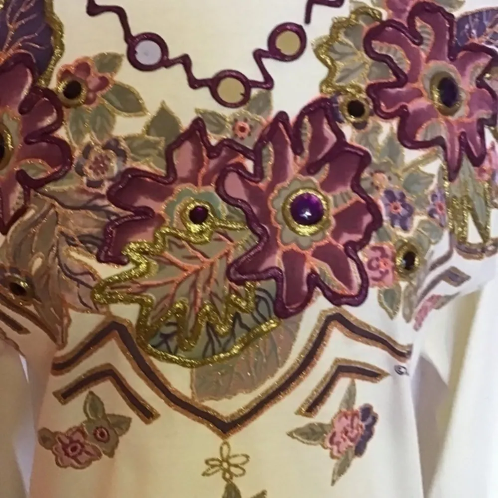 Vintage 90s blinged out long sleeve shirt Size M - Image 5