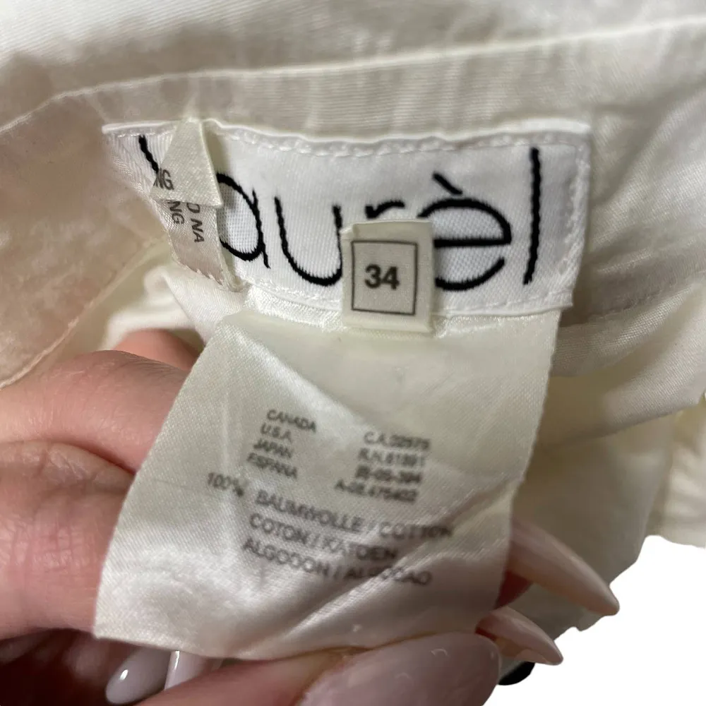 Laurèl Vintage Princess Embroidered Short Sleeve Button Shirt White Size 34 US S - Image 9