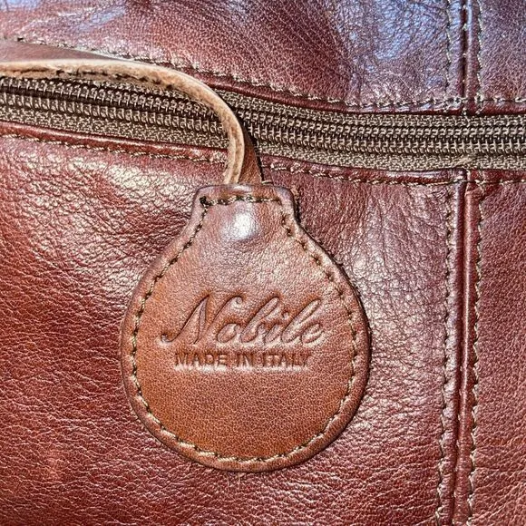 NOBILE Made Italy Vintage Genuine Leather Hand/Shoulder Bag‎ Color Cooper Brown - Image 2