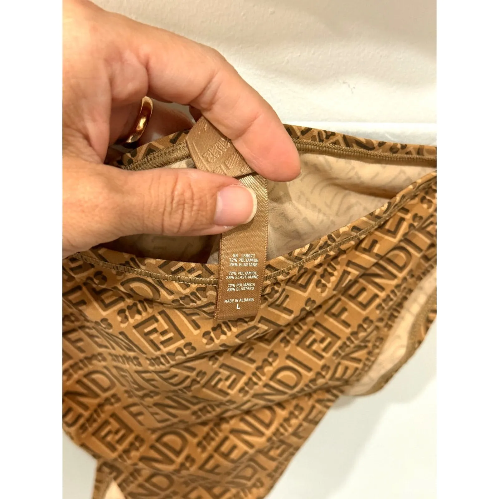 Fendi X Skims Logo Print Bikini Set; Bralette Top & Bikini Bottom Brown Womens L Size L - Image 6