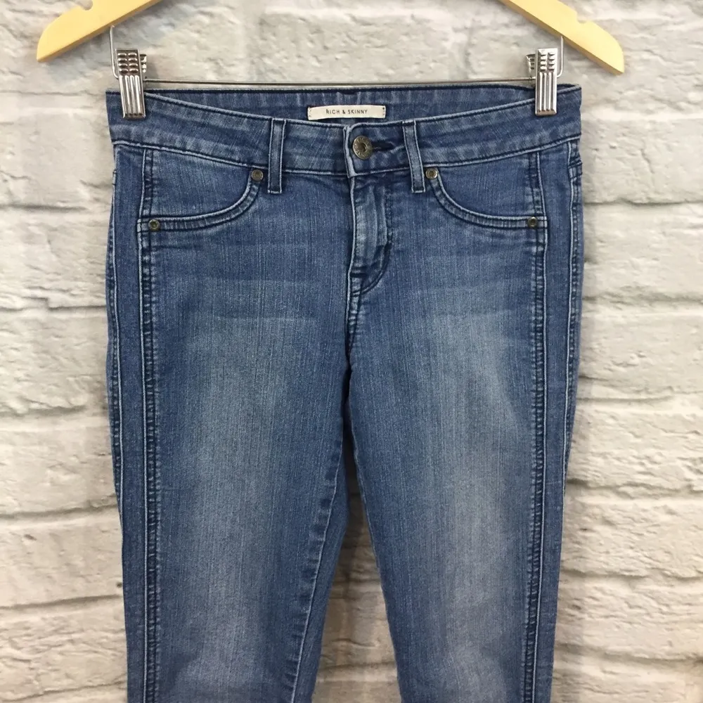 Rich & Skinny Stone Wash Tuxedo Skinny Jeans Sz 25 - Image 5