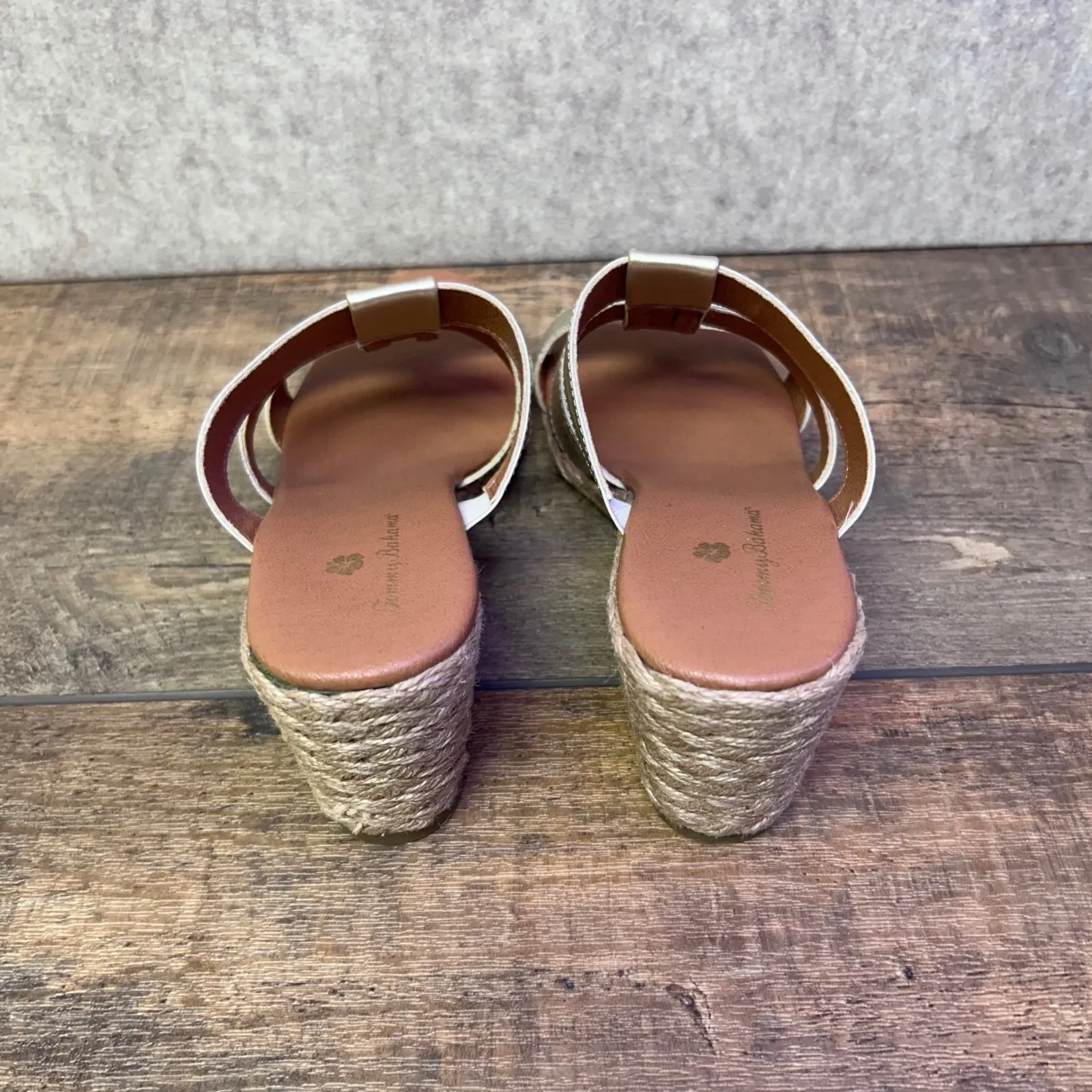 Tommy Bahama Women Gold Metallic Strappy Wedge Sandals Espadrille Size 7.5 - Image 5