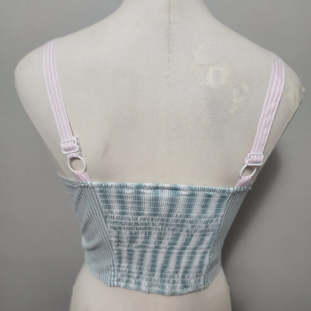 So mixed stripe oversized button down and bralette size medium - Image 14