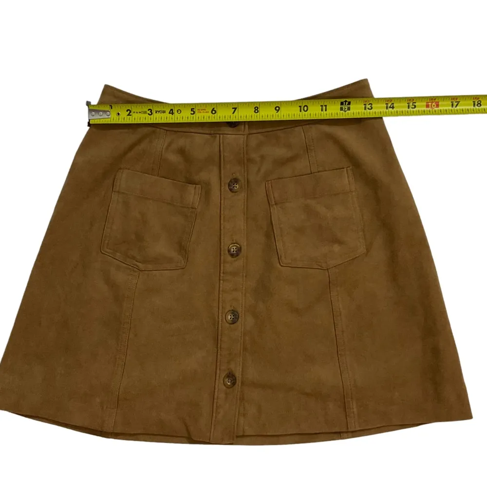 Abercrombie & Fitch Faux Suede Button Down Brown Skirt Size XS - Image 6