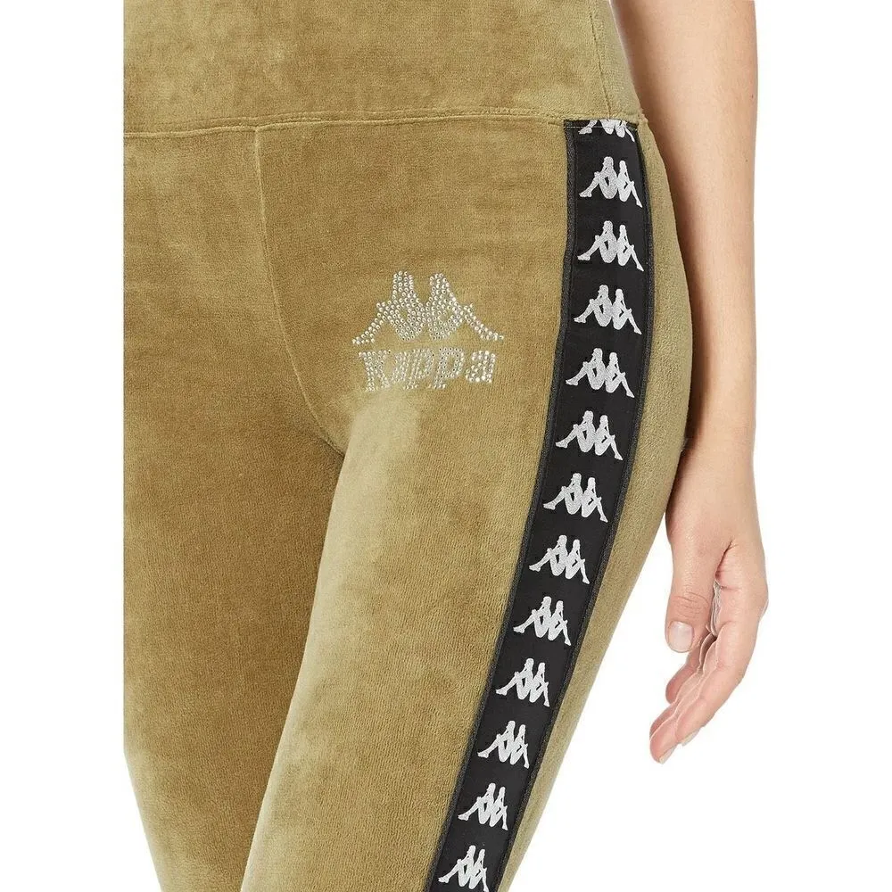 Kappa Olive Green 222 Banda Stele Rhinestone Leggings, L NWT - Image 3