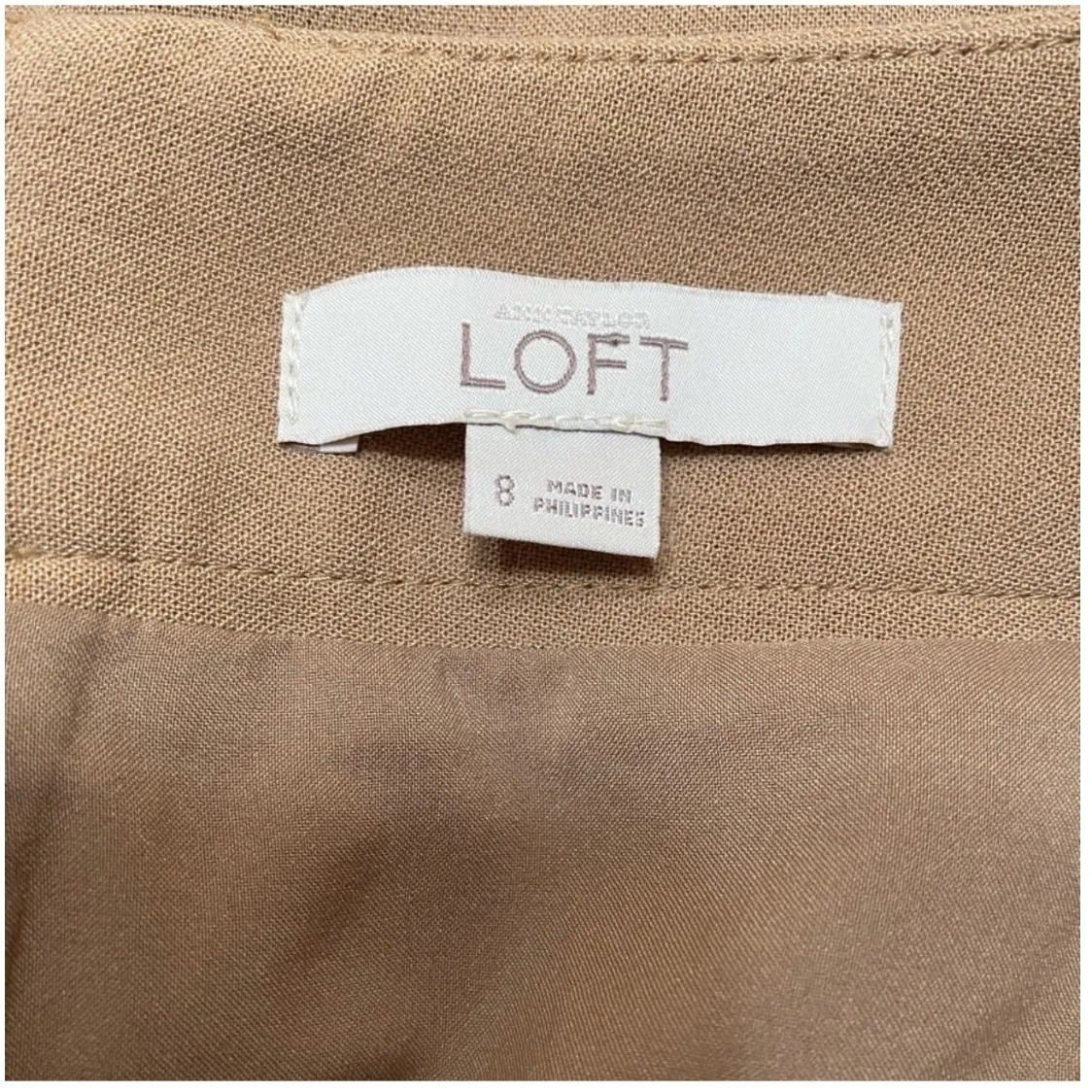 Loft Flare Skirt Womens 8 Khaki Brown Flare Skirt Lined Career Business Casual - Image 5