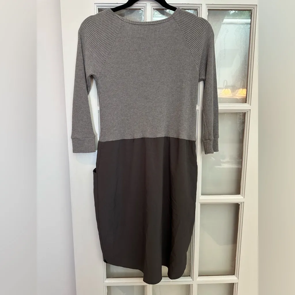 Anthropologie Amadi Grey Colorblock Shift Dress Stretchy Ribbed Knit Size XS - Image 7