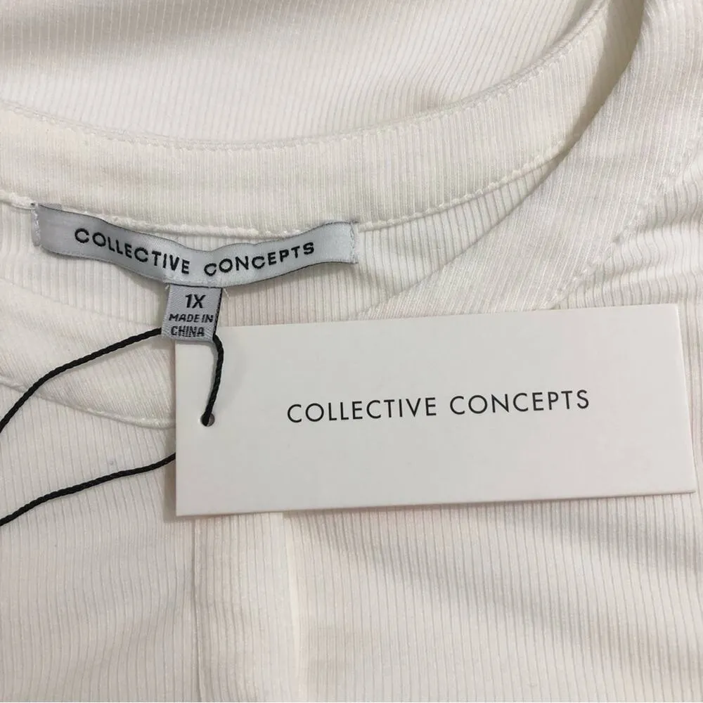 Collective Concepts Henley Bodysuit Ivory 1X NWT - Image 5