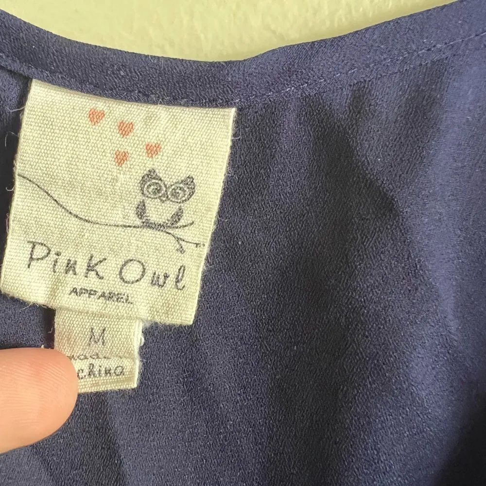 Pink Owl  sheer blouse M - Image 3