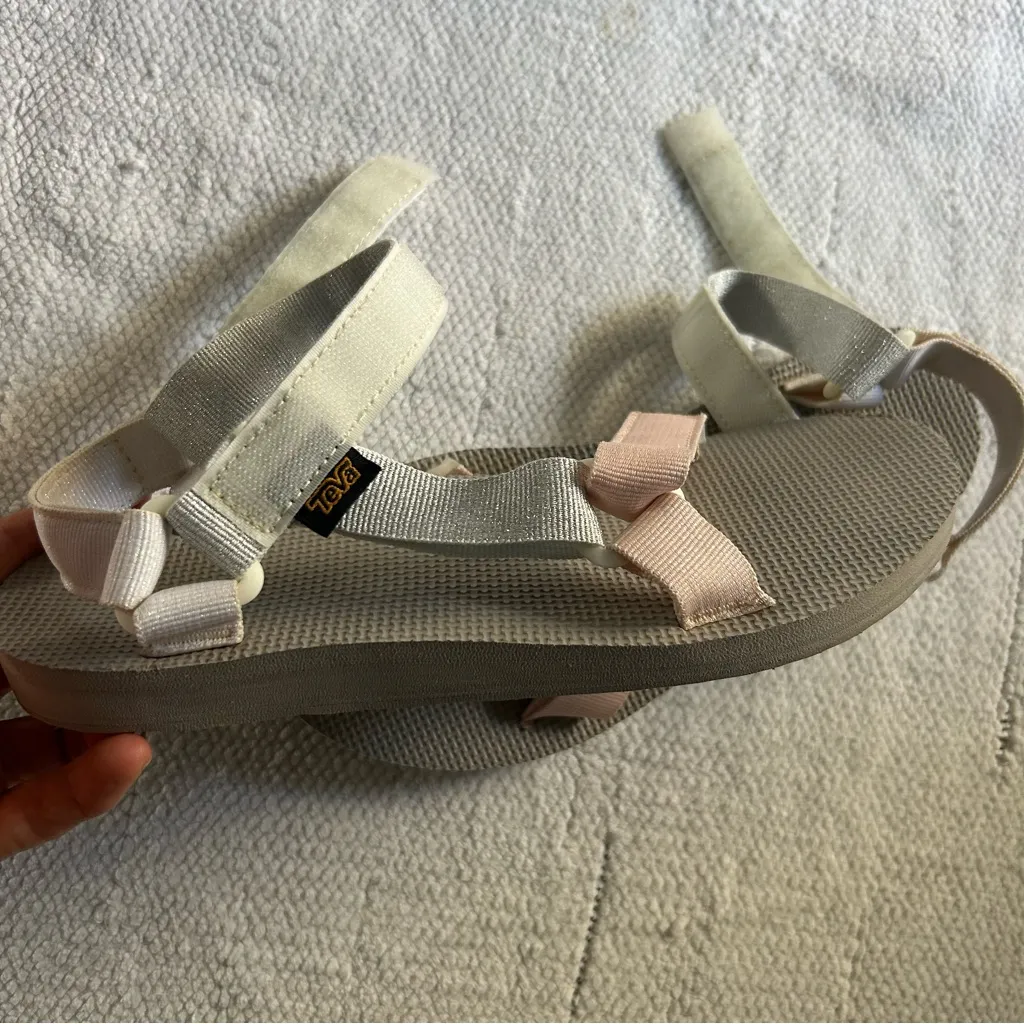 Teva  Glittery White and Pink Sandals - Image 9