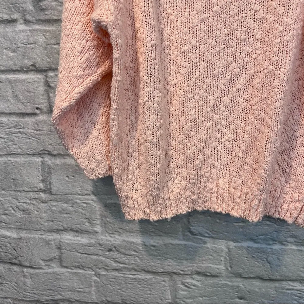 Vintage Women’s Large Yarn Works Pastel Pink Floral Detail Knit Light Weight Top - Image 3