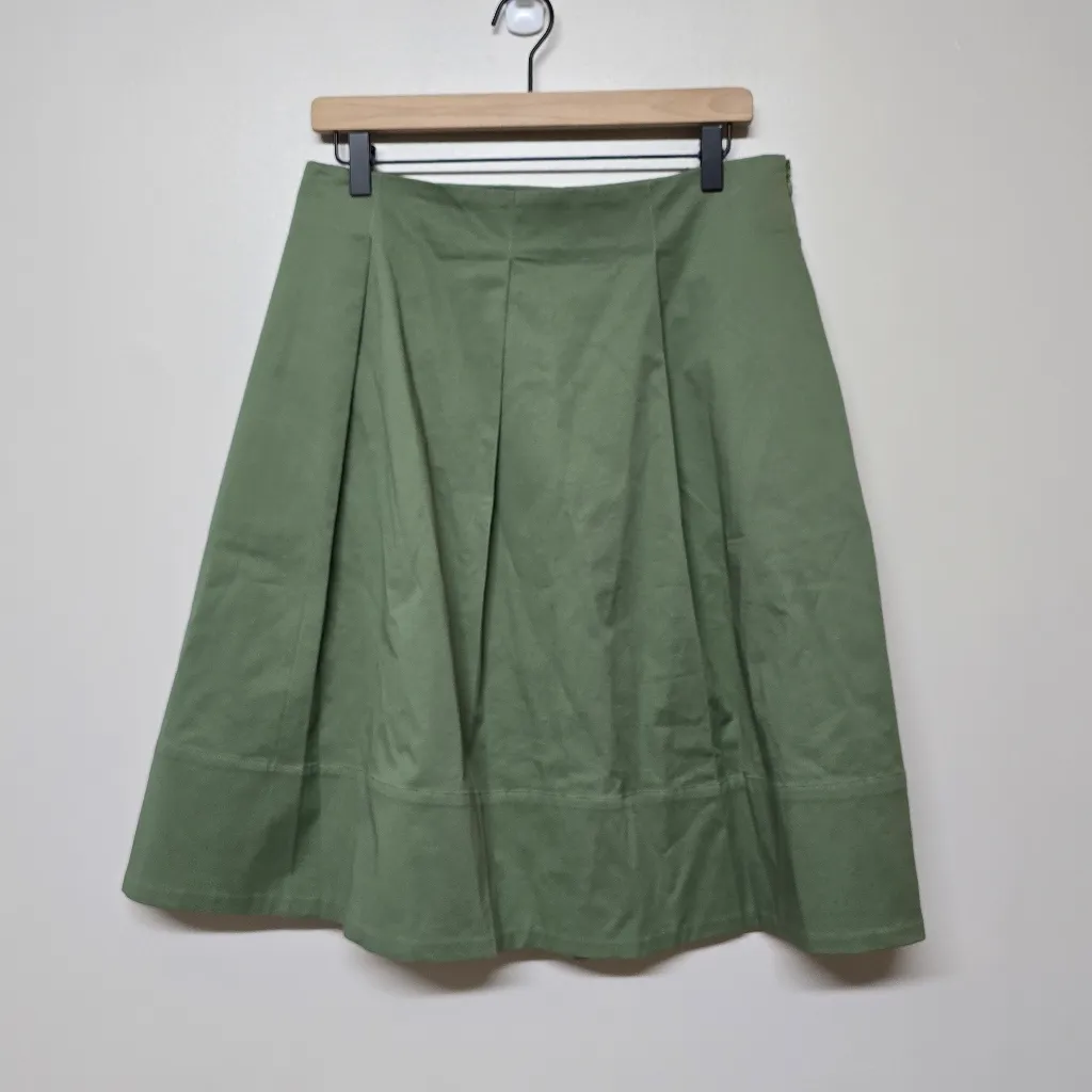 Staud London A Line Chino Knee Length Skirt Side Zipper Pockets‎ sz 10 - Image 2