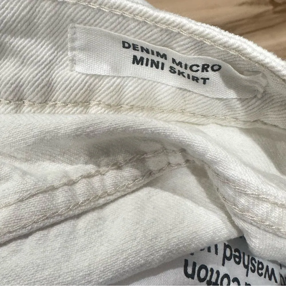 NEW Cotton On Denim Micro Mini Skirt White Women’s 8 - Image 5