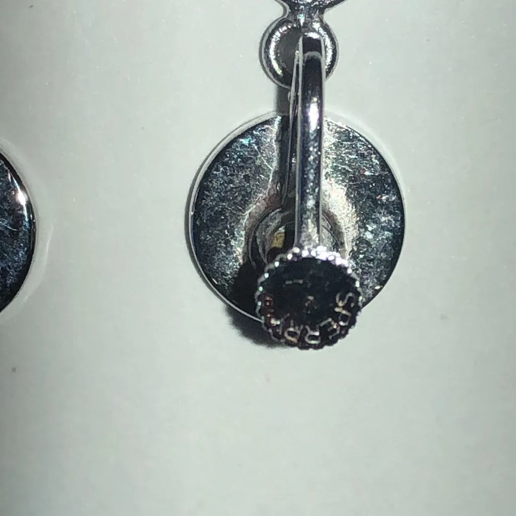 Sperry Brand Vintage Silver Tone Hexagon Retro Boho Drop Earrings - Image 5