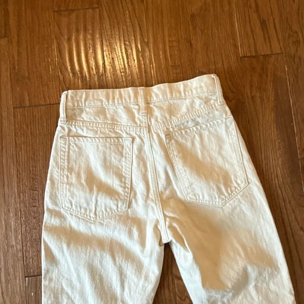 Banana republic high rise straight raw hem cream jeans size 27p - Image 12