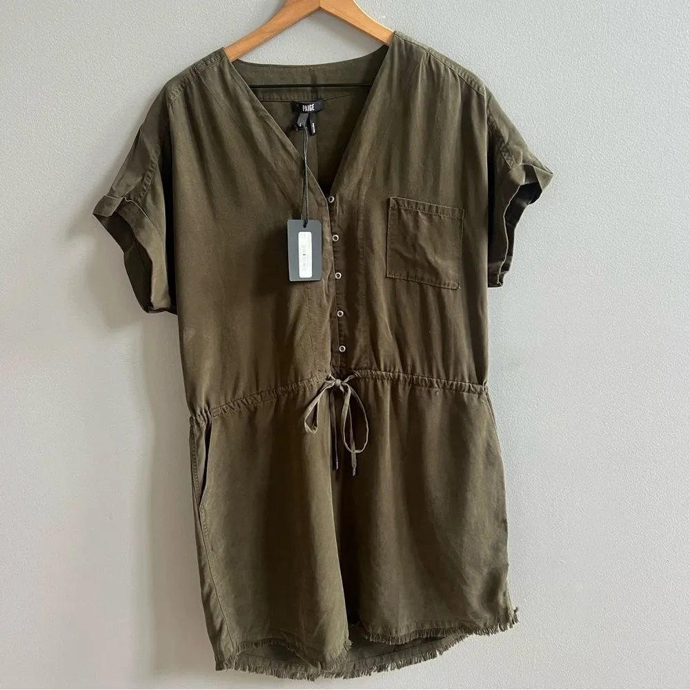 Paige NWT Haidee Dress in Forest Night Green Size Large Olive Green Shirt Dress - Image 5