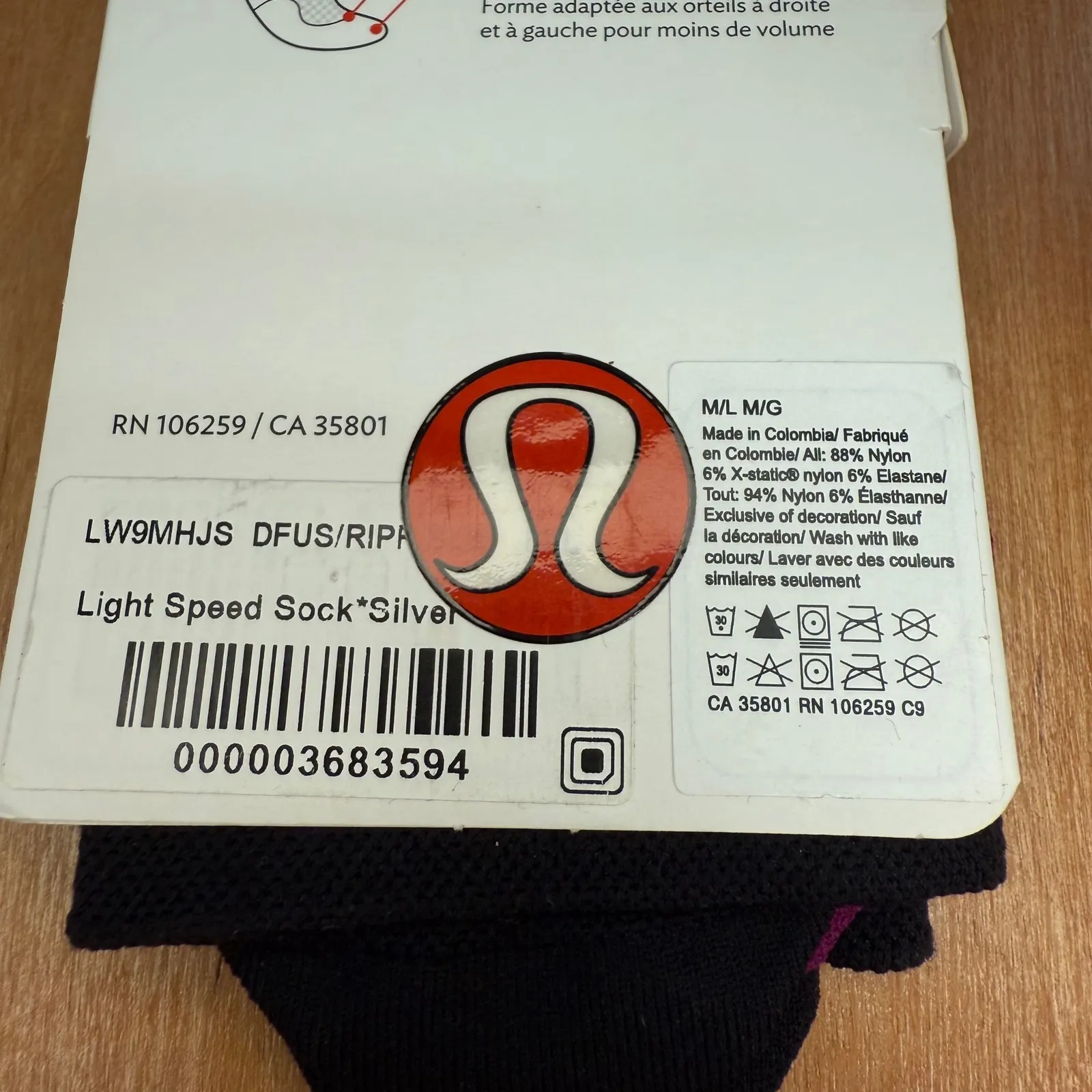 Lululemon Run Course Light Speed Socks M/L‎ Purple Anti Stink No Cushion - Image 3