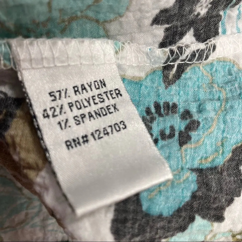 REBECCA MALONE Women’s Top XL Multicolored, button down Crepe material floral - Image 6