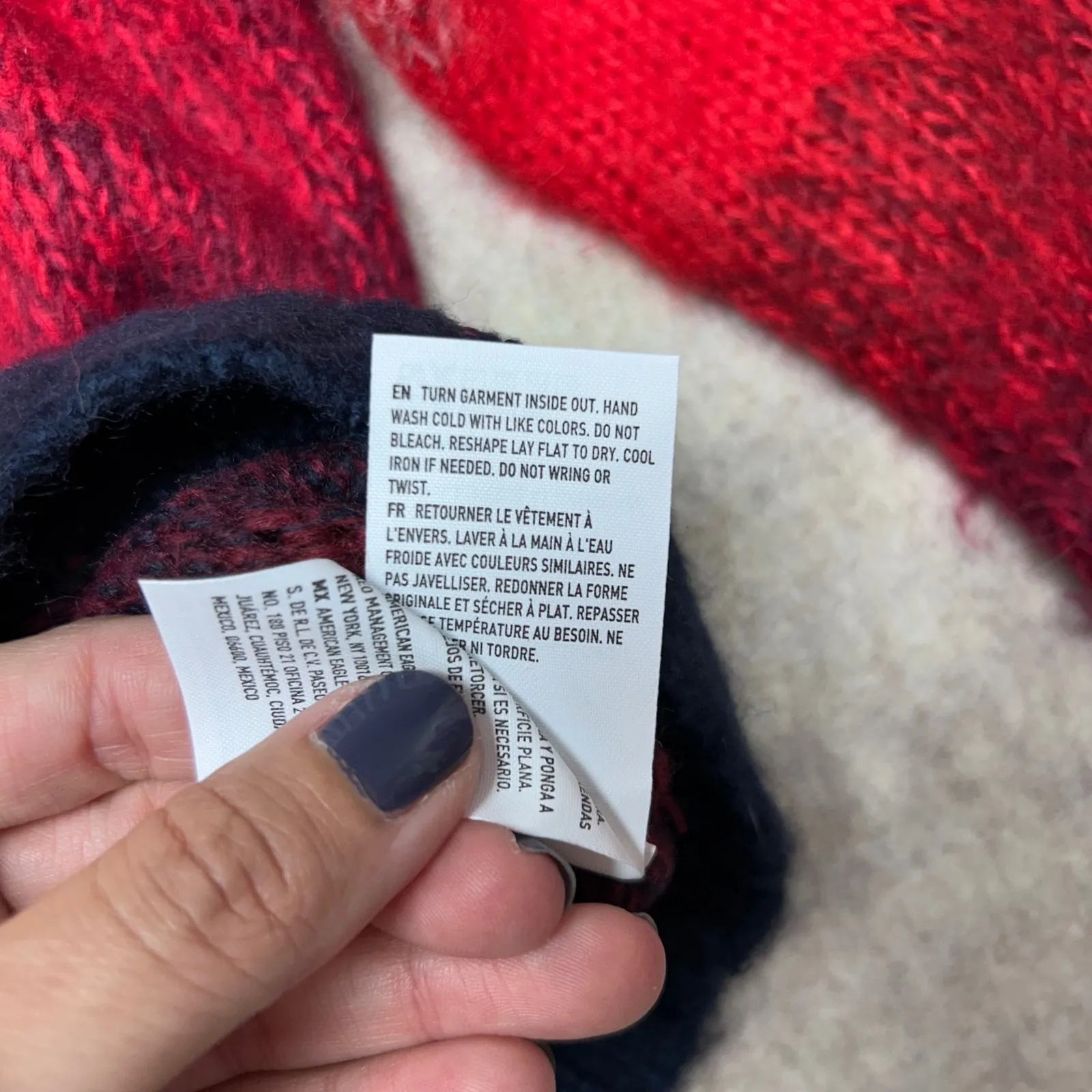 American Eagle Ombre Mock Neck Long Sleeve Knit Sweater Size Small Red Tan - Image 5