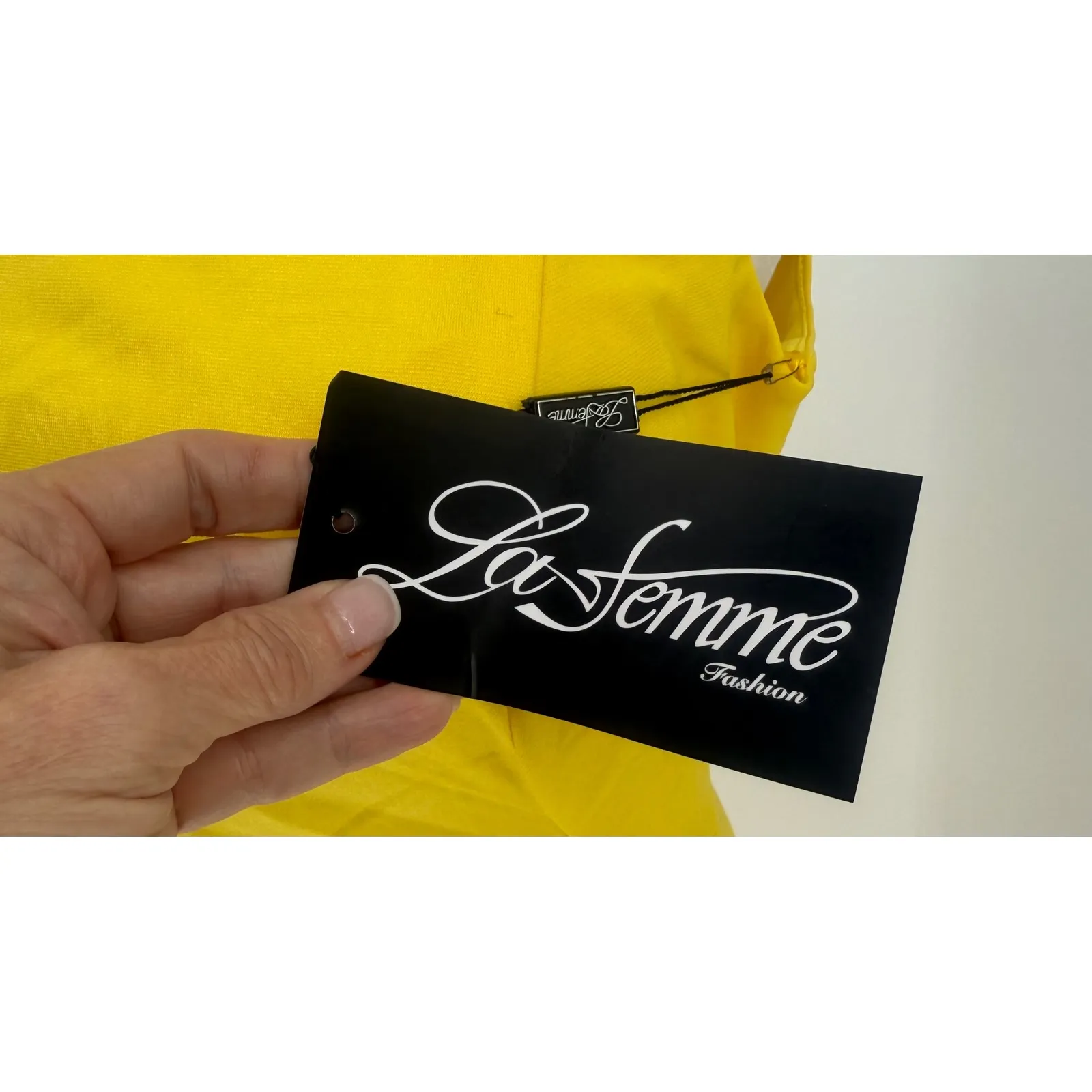 NWT‎ La Femme 28176 One Shoulder Jersey Gown in Yellow Sz 6 $228 - Image 7