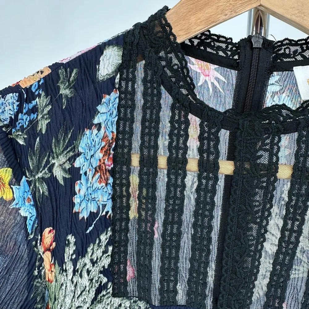 Foxiedox Juniper Floral High Neck Mini Dress size XS Lace Inset - Image 5