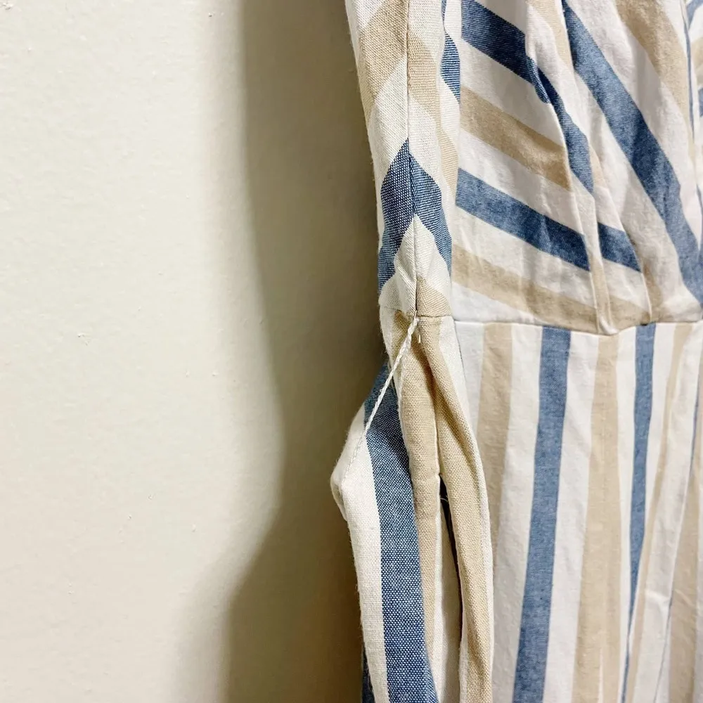 Tommy Hilfiger  Neutral Striped Linen Sleeveless Jumper - Image 4