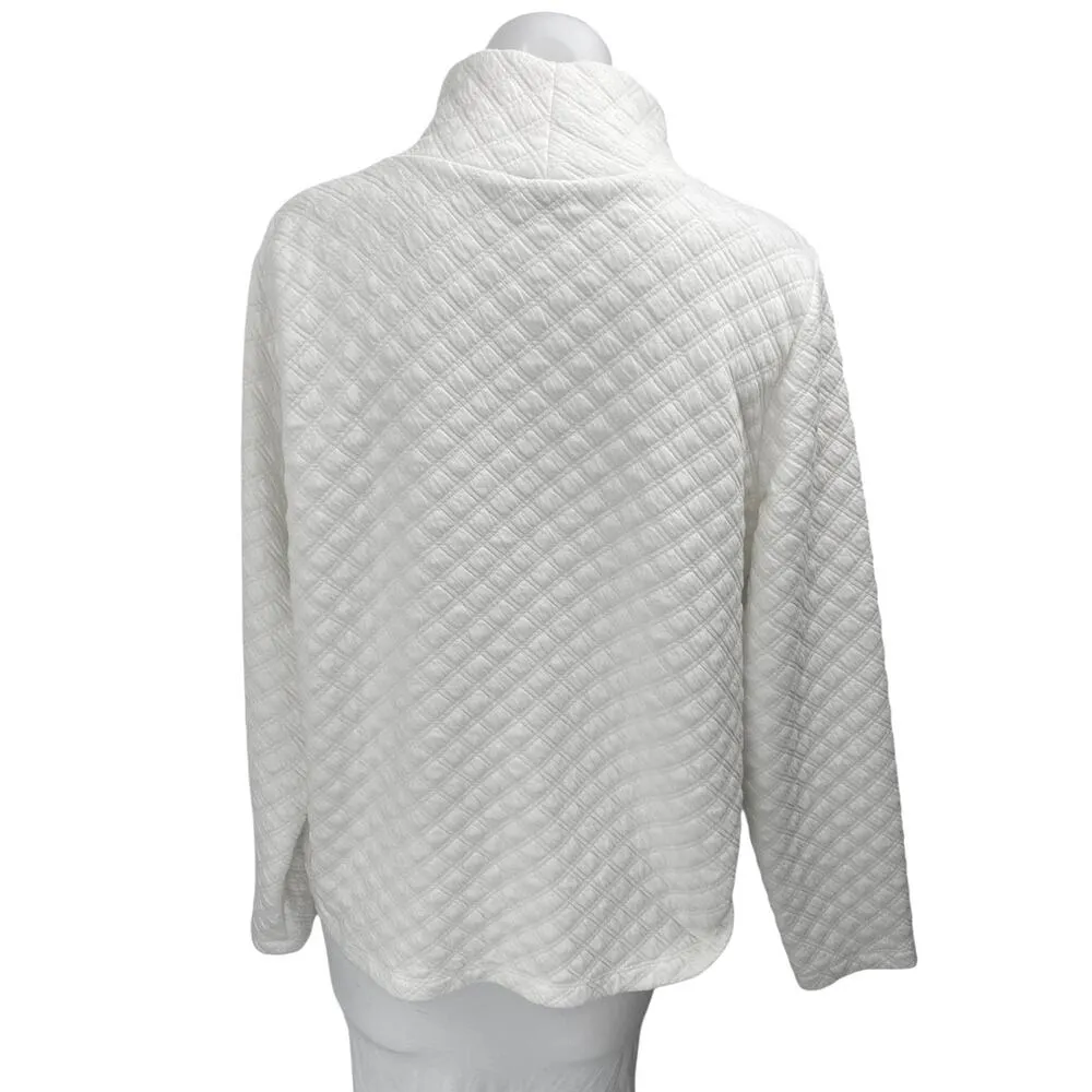 J.Crew Women's White Long Sleeve Quilted Turtleneck Pullover Sweater Top Size L Size L - Image 2