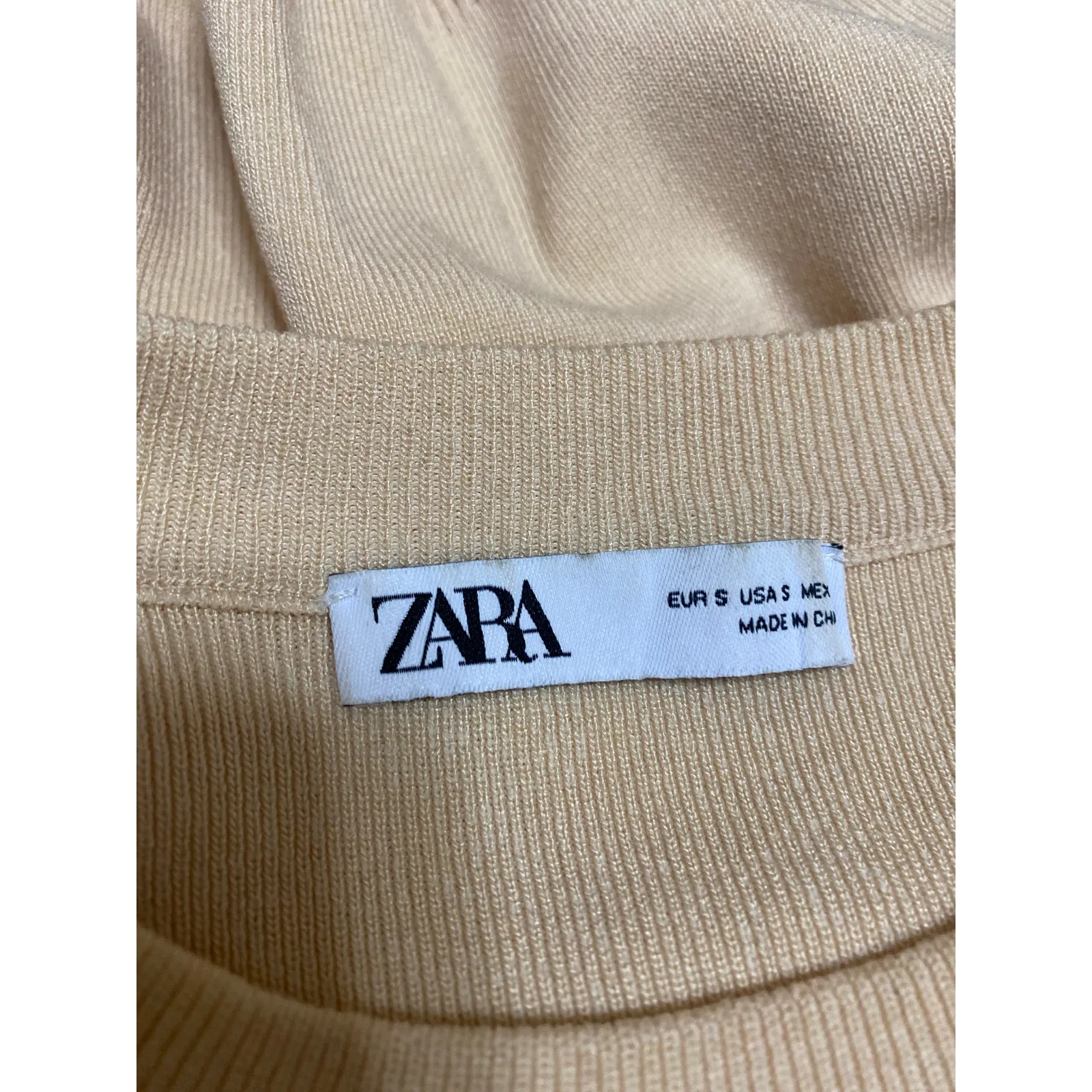 Zara Women's Yellow Ribbed Knit Mock Neck Short Sleeve A Line Mini Dress Size S - Image 3