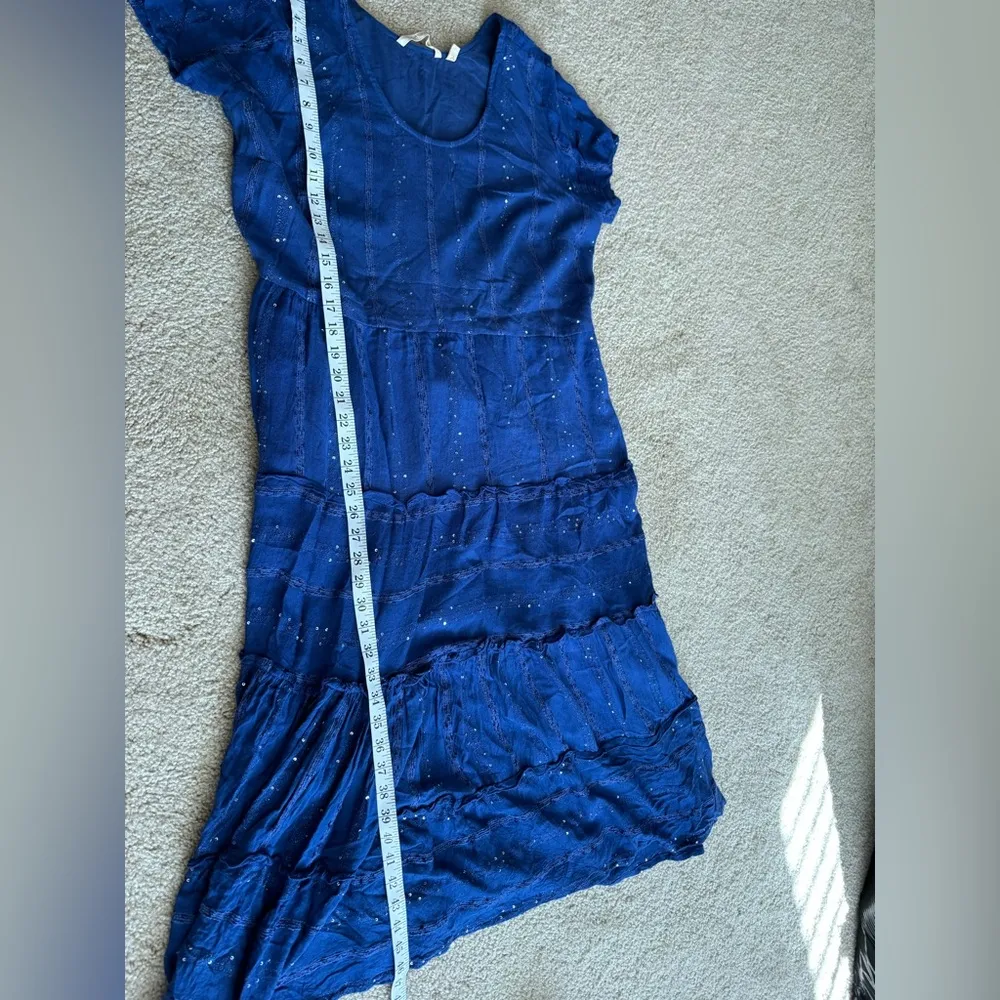 SOFT SURROUNDINGS Kara Shimmer Tiered Sequin Maxi Dress Blue Fairy Boho Y2K xl - Image 15