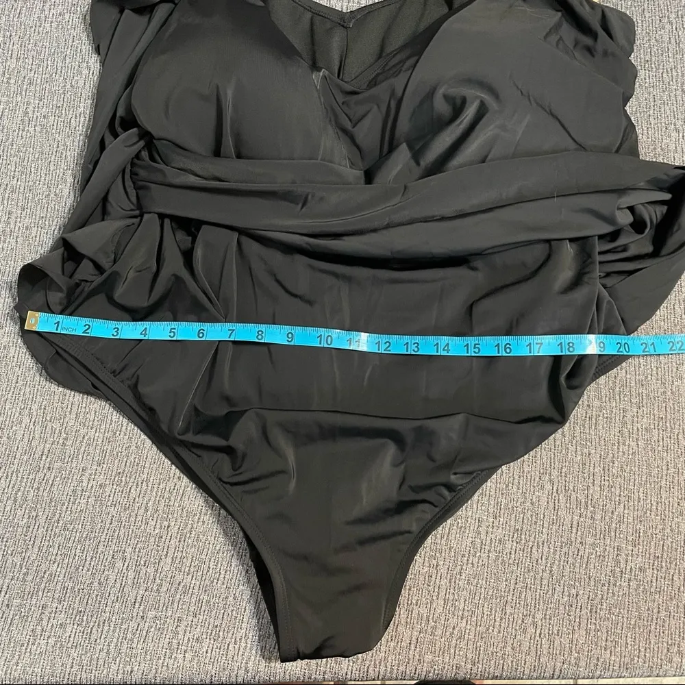 Evri Women’s Zoe Wrap One Piece Black Swimsuit Size 4X - Image 15