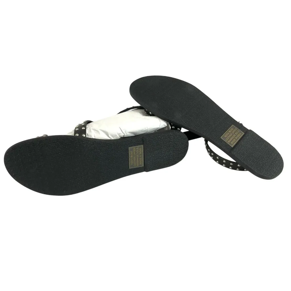 Society Amuse Matisse Womens Sandals Flats Strappy Studded Leather Black Size 7 - Image 5