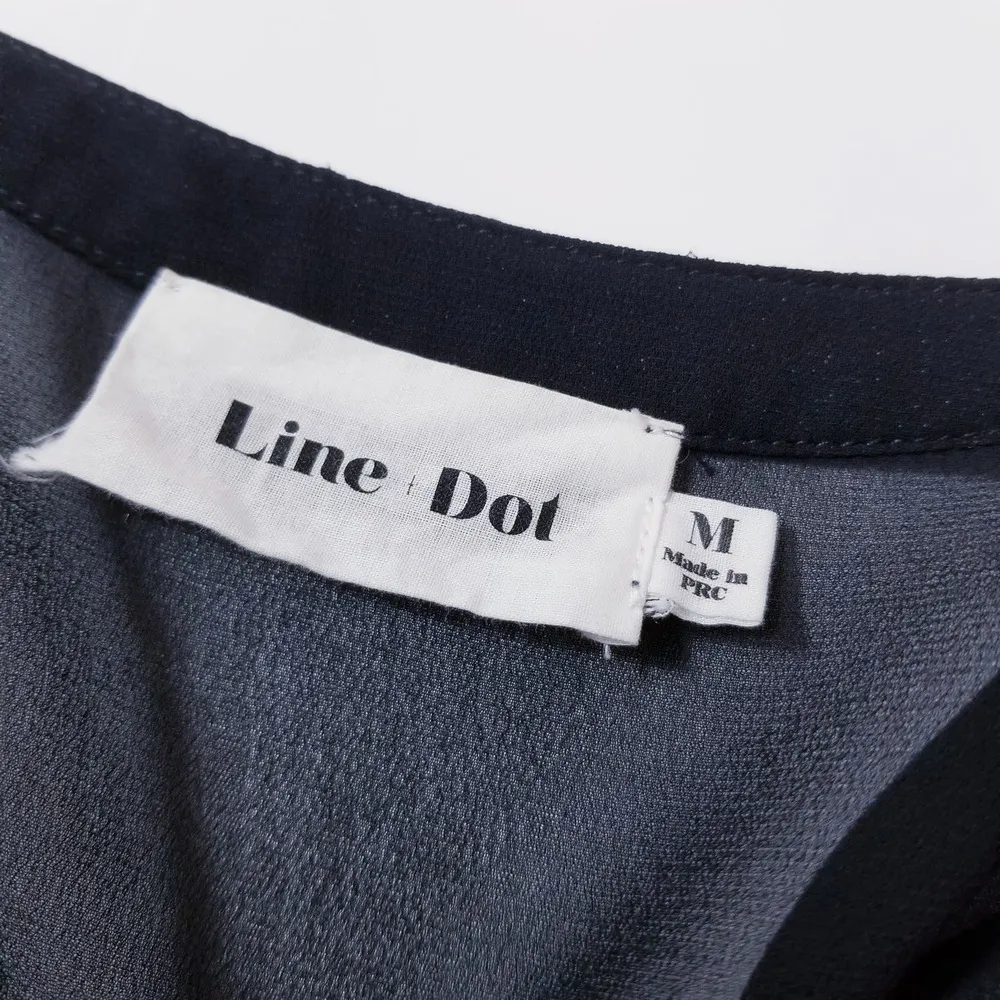 Line and Dot Black Crochet Tassels Deep V-neckline Sheer Blouse Long Sleeves - Image 2