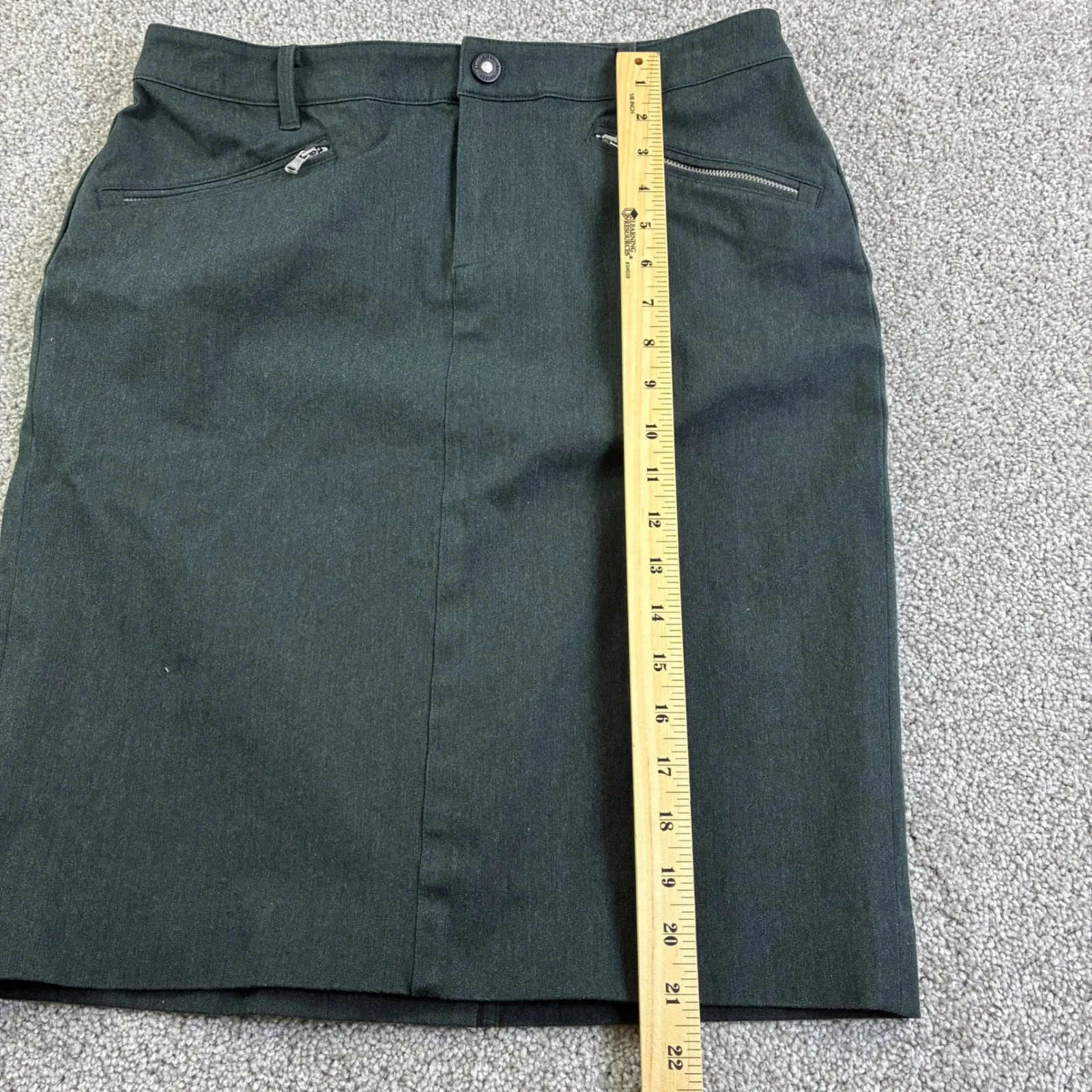Lauren Ralph Lauren Women 6 Charcoal Gray Pencil Skirt Zipper Pockets Career - Image 4