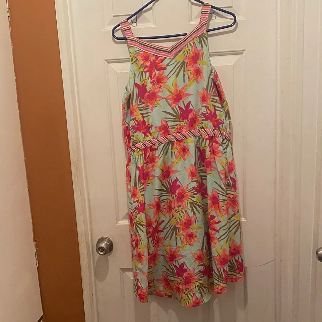 Merona Floral Midi Dress - Pink and Green - Image 4