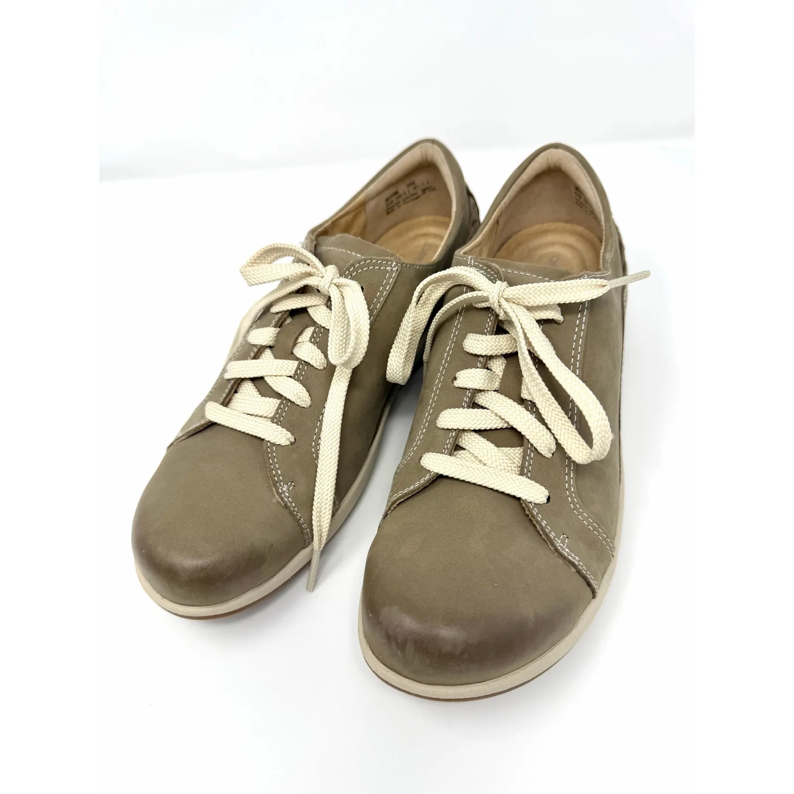 Aetrex Dana Warm Gray EU 90 US 9 9.5 Lace Up Oxford Sneakers Taupe Leather - Image 2