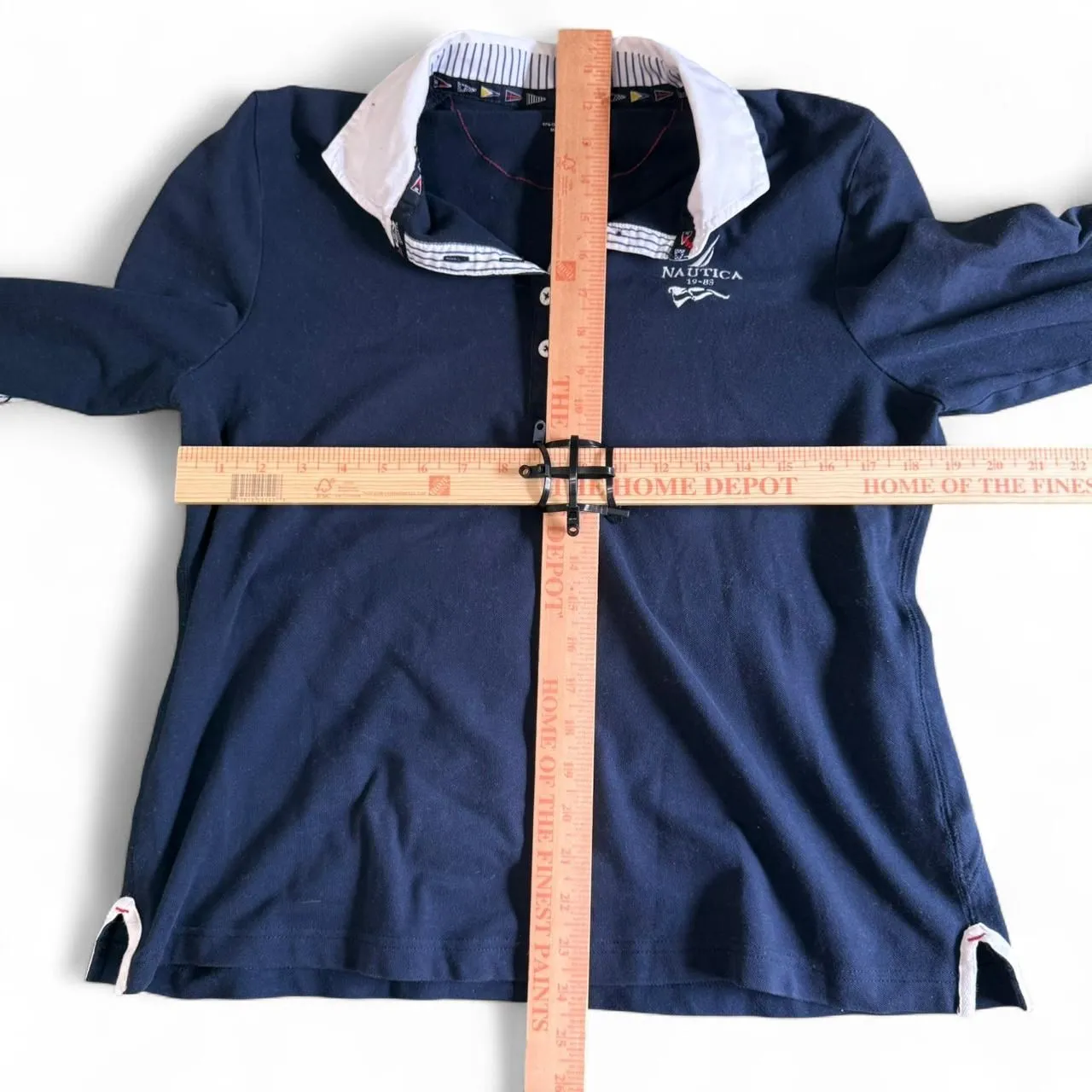 Vintage Nautica Navy Academia Preppy Long Sleeve Polo shirt with Elbow Patches - Image 8