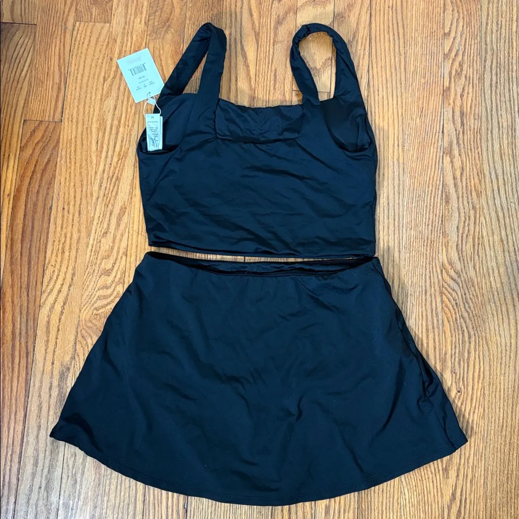 Andie Bikini Set Tank Top Swim Skirt‎ Bottom Swimsuit black Medium NWT - Image 3