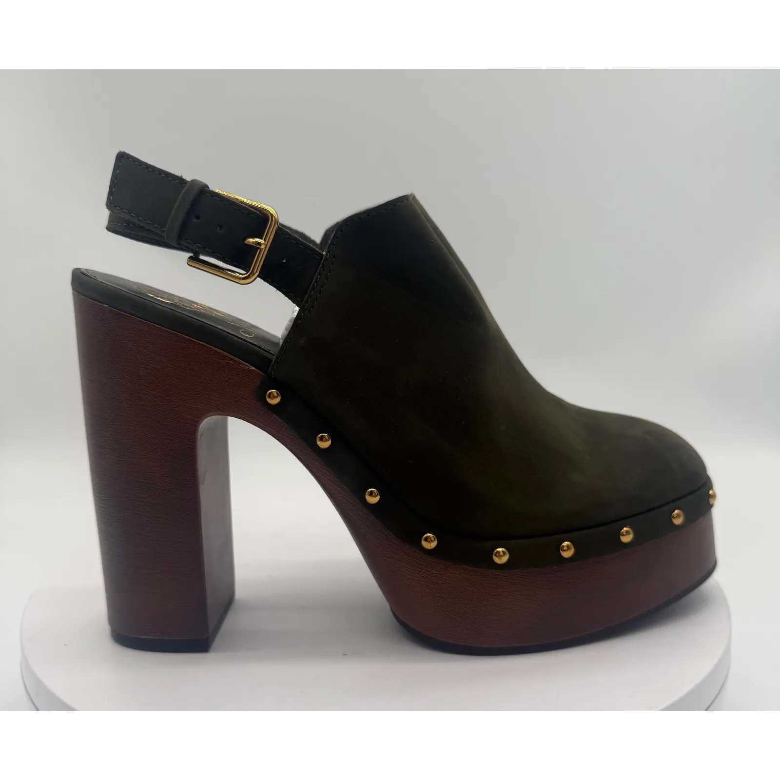 New! VINCE CAMUTO‎ Ithernda Slingback Suede Clog in Olive Green Sz 9.5 $170 - Image 6