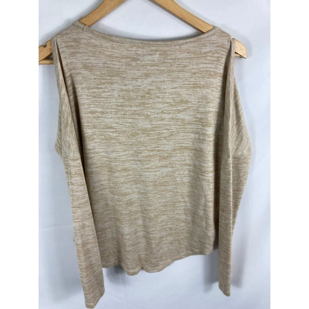 Lucky Brand Cutout Detail Soft Knit Oatmeal Blouse Size XS - Image 4