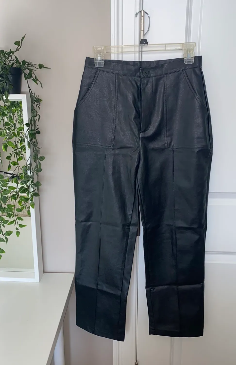 Black Faux Leather Pants - Image 2