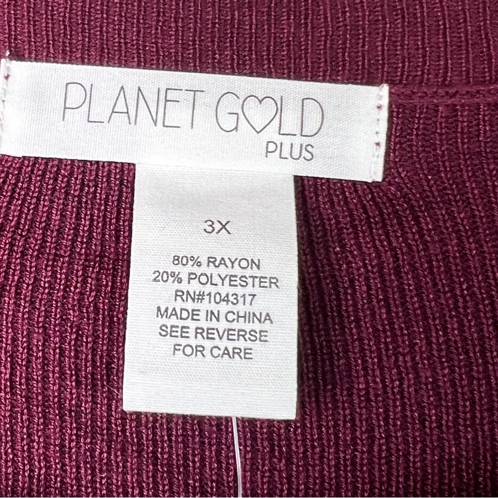 Planet Gold Plus 3X Silver Studded Ribbed Crewneck Maroon Sweater Dress - Image 9