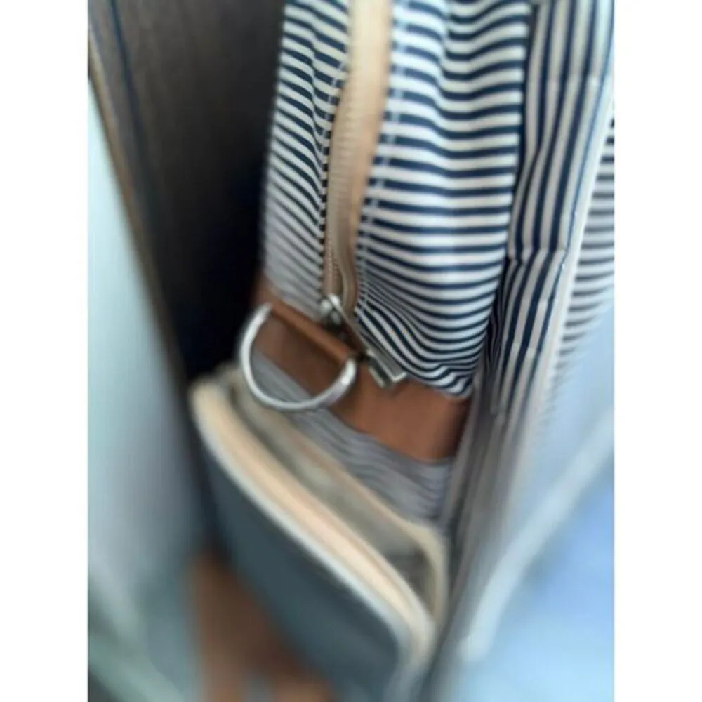 O'Beanie Striped Diaper Bag Backpack Navy‎ White With Changing Pad Blue - Image 6