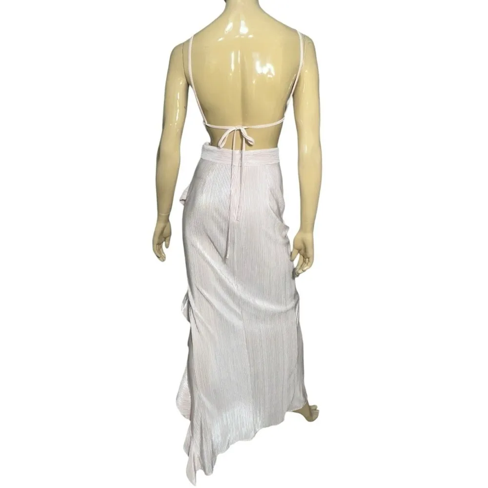 Michael Costello X Revolve Women’s Size XS Light Pink Crinkle Henrik Ruffle Gown - Image 7