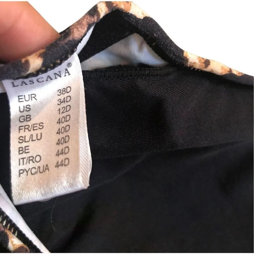 Lascana Lexa Bikini Top animal print with halter tie padded inserts size 34 D Brown - Image 5