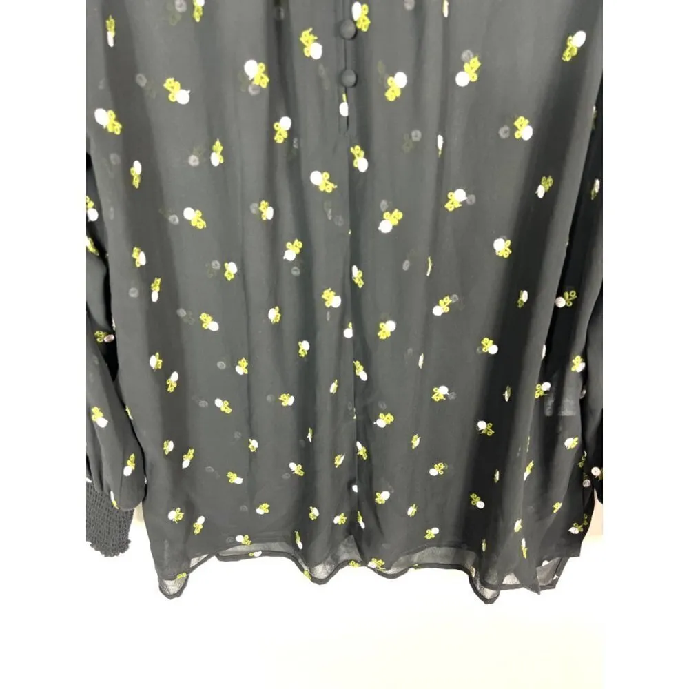 Cabi floral embroidered‎ half button up top - Image 3