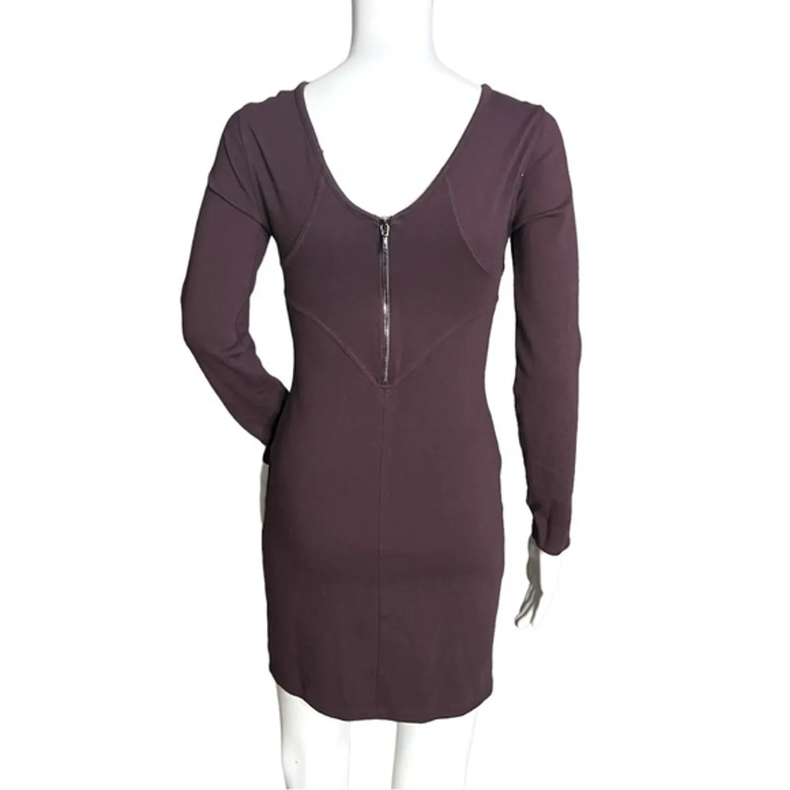 Athleta Dress Womens XXS Purple‎ Illusion Long Sleeve Mini Dress V Back Casual - Image 3