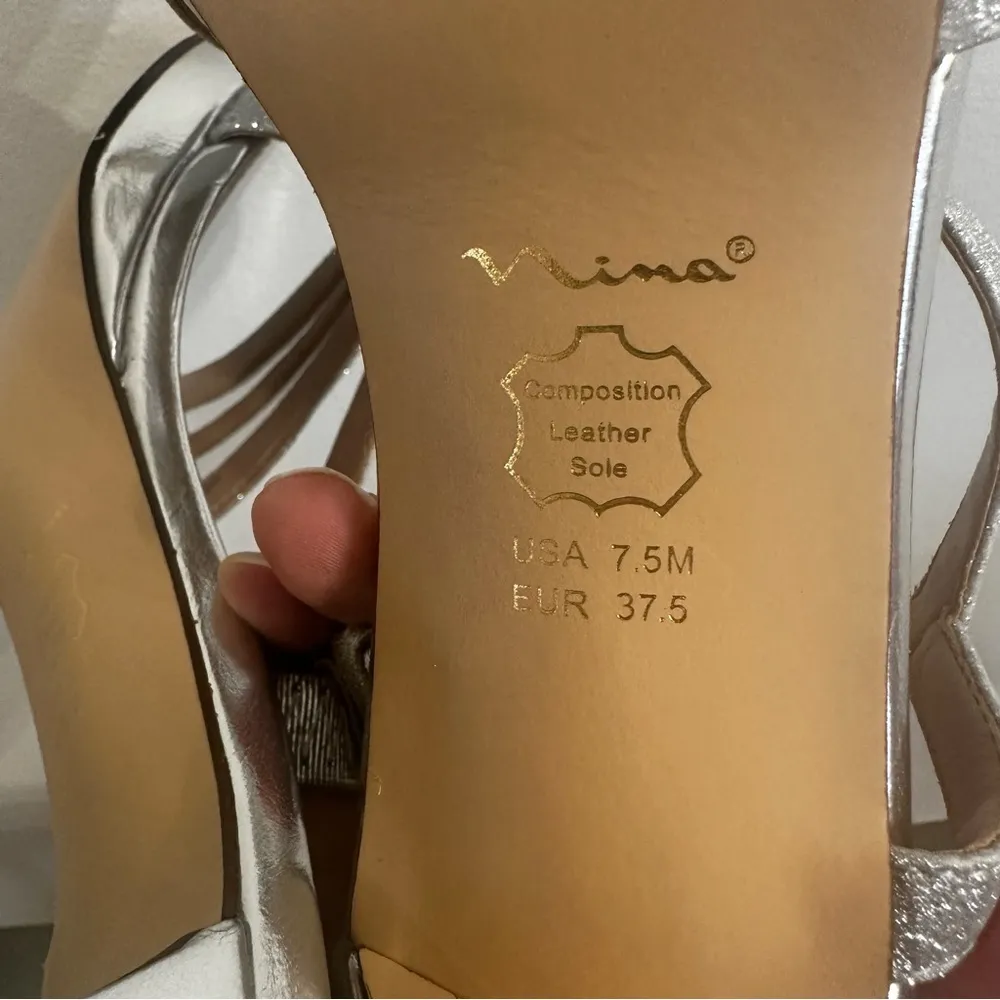 NEW Nina Nelda Yg Silver Glitter Evening Heel Shoe Women's Size 7.5 sparkle - Image 7