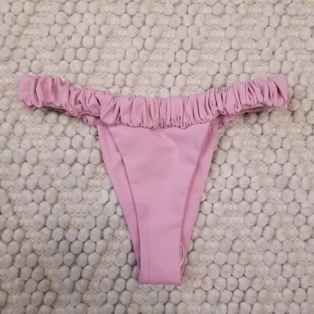 Port De Bras Bonaire Scrunchie Bikini Bottom Pink Sz Medium - Image 2
