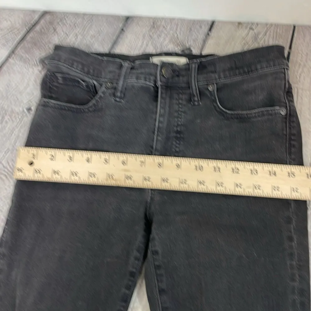 Madewell Black 9” High-Rise Skinny Jeans Distressed with Raw Hem size 28 - Image 13