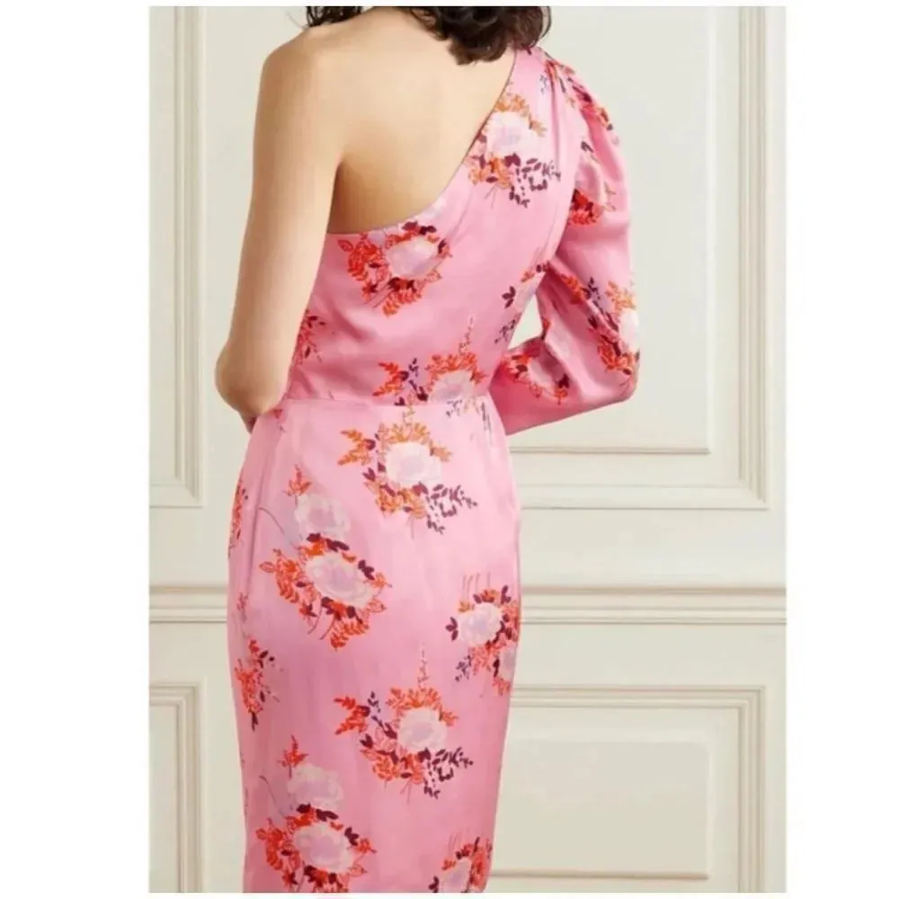 Les Reveries Floral Print One shoulder dress Pink Size 0 - Image 3